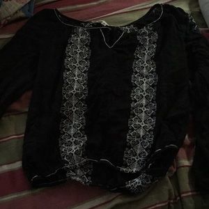Peasant-Style Long-Sleeve Blouse